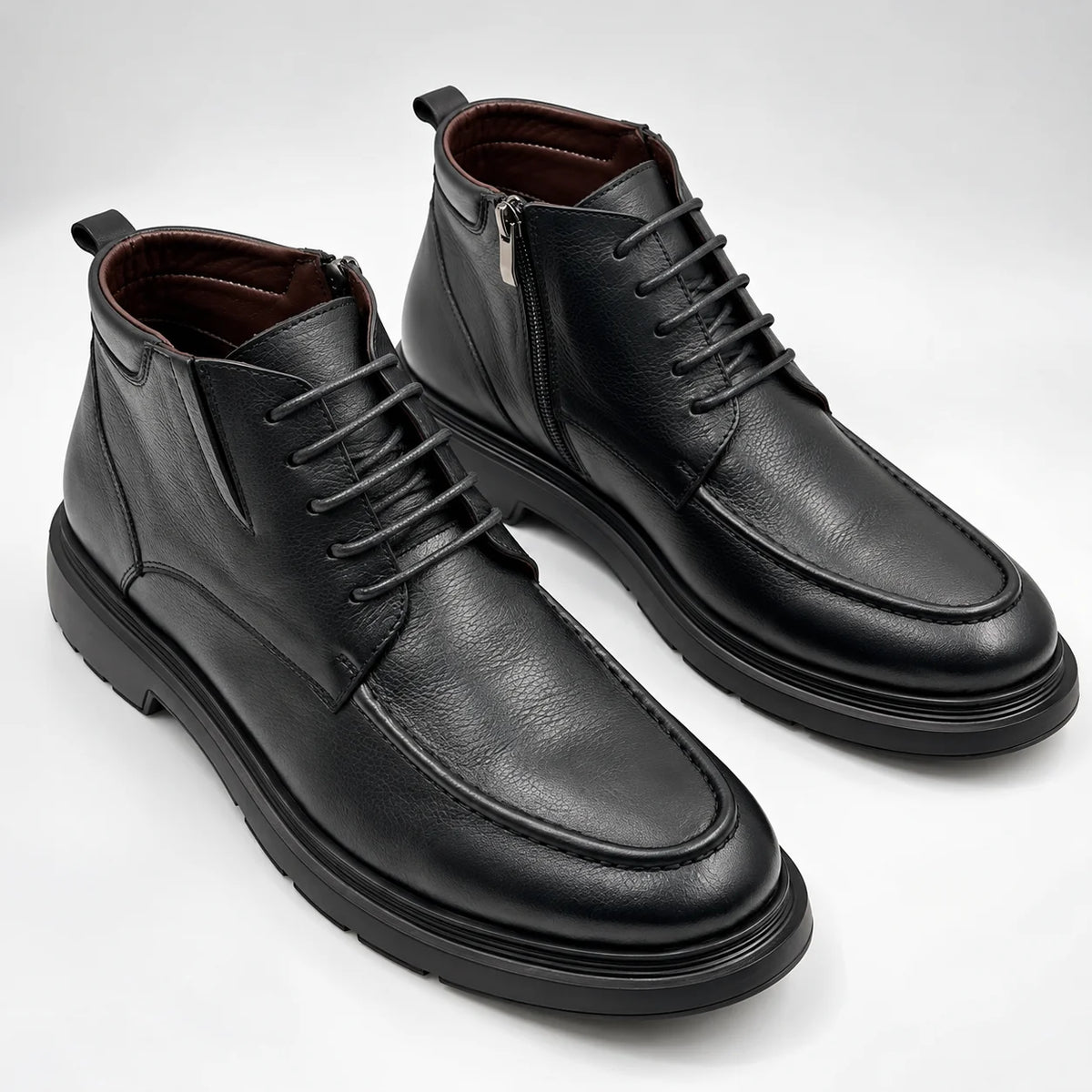 Bottines Homme Noires à Lacets – Fermeture Zippée