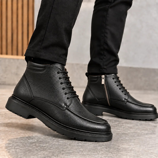 Bottines Homme Noires à Lacets – Fermeture Zippée