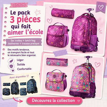 Sac à Dos Scolaire à Roulettes 3 en 1 – Collection Rentrée