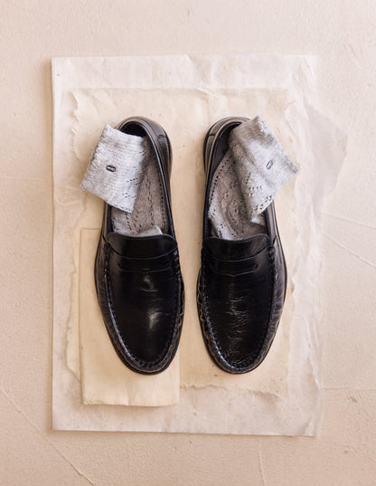 Mocassins Halley - Cuir plissé noir